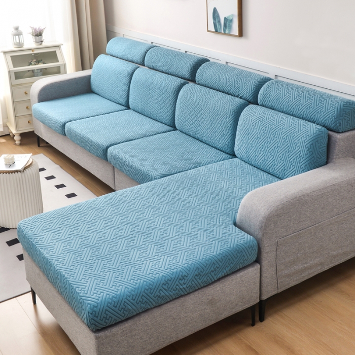 91家纺网 家纺一手货源 找家纺 千彤2023防滑防尘可拆卸水洗机洗全包款沙发套罩沙发笠-韵律系列天蓝色