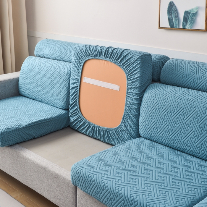 91家纺网 家纺一手货源 找家纺 千彤2023防滑防尘可拆卸水洗机洗全包款沙发套罩沙发笠-韵律系列天蓝色