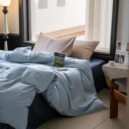 91家纺网 家纺一手货源 找家纺 例外Home 2023新款50支双股长绒棉四件套-简系列 软香兰+钻石蓝