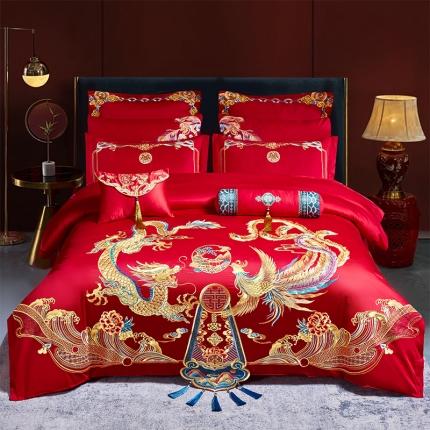 91家纺网 家纺一手货源 找家纺 振翼 2025新款40s全棉丝光喷气婚庆四件套多件套 一世情缘