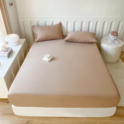 91家纺网 家纺一手货源 找家纺 857家居 2023新款全棉纯色床笠床单 巧克力咖