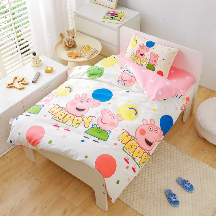 91家纺网 家纺一手货源 找家纺 总 乐秀 小猪佩奇海绵宝宝正版授权幼儿园被子多件套（不含芯三件套）