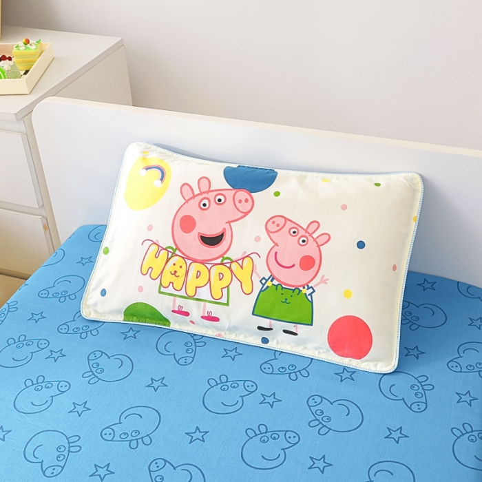 91家纺网 家纺一手货源 找家纺 乐秀 2023新款小猪佩奇正版授权幼儿园被子多件套（不含芯三件套） 彩虹佩奇