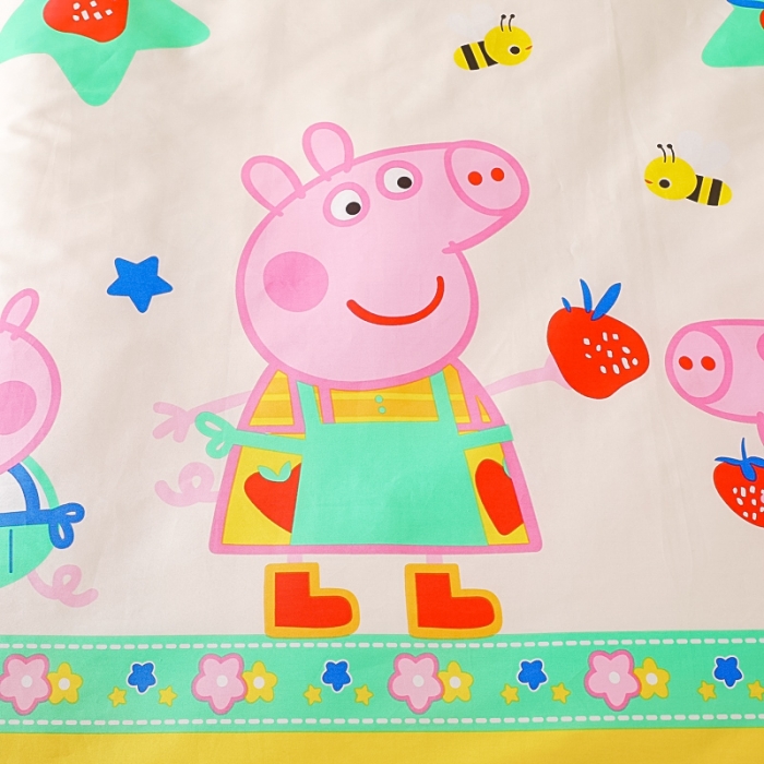 91家纺网 家纺一手货源 找家纺 乐秀 2023新款小猪佩奇正版授权幼儿园被子多件套（不含芯三件套） 草莓佩奇