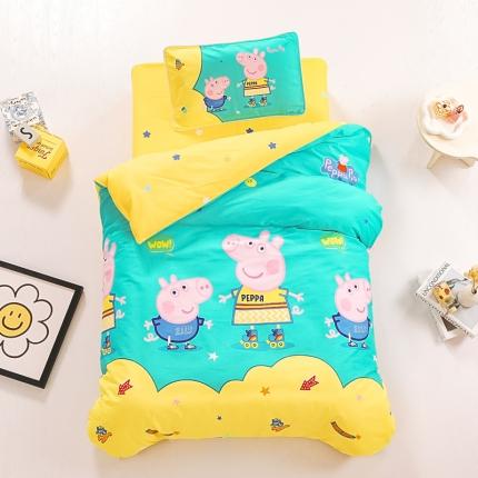 乐秀 2023新款小猪佩奇正版授权幼儿园被子多件套（不含芯三件套） 滑轮佩奇
