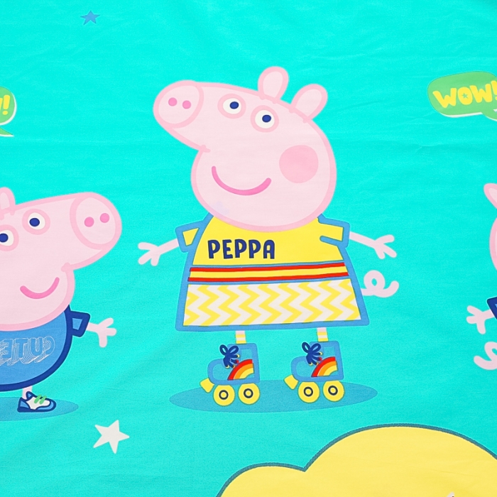 91家纺网 家纺一手货源 找家纺 乐秀 2023新款小猪佩奇正版授权幼儿园被子多件套（不含芯三件套） 滑轮佩奇