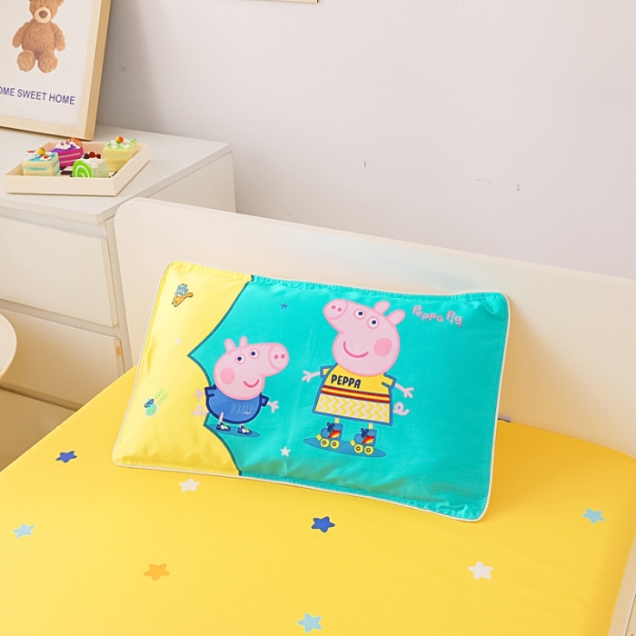 91家纺网 家纺一手货源 找家纺 乐秀 2023新款小猪佩奇正版授权幼儿园被子多件套（不含芯三件套） 滑轮佩奇