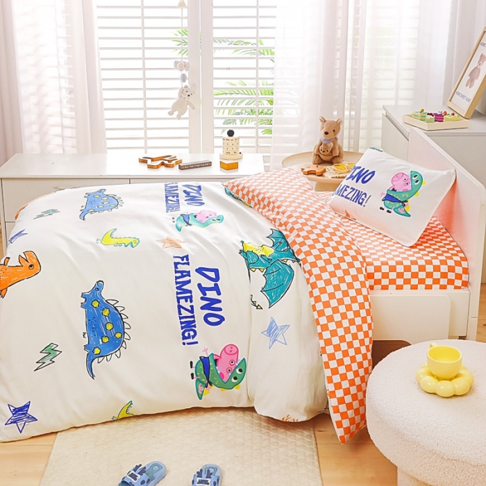 91家纺网 家纺一手货源 找家纺 乐秀 2023新款小猪佩奇正版授权幼儿园被子多件套（不含芯三件套） 恐龙乔治