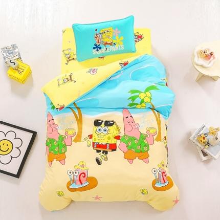 91家纺网 家纺一手货源 找家纺 海绵宝宝正版授权幼儿园被子多件套（不含芯三件套） 椰树海绵宝宝
