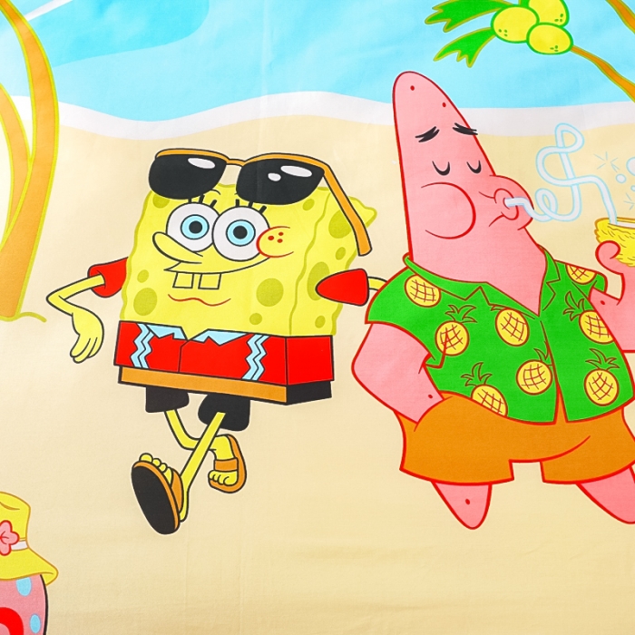 91家纺网 家纺一手货源 找家纺 海绵宝宝正版授权幼儿园被子多件套（不含芯三件套） 椰树海绵宝宝