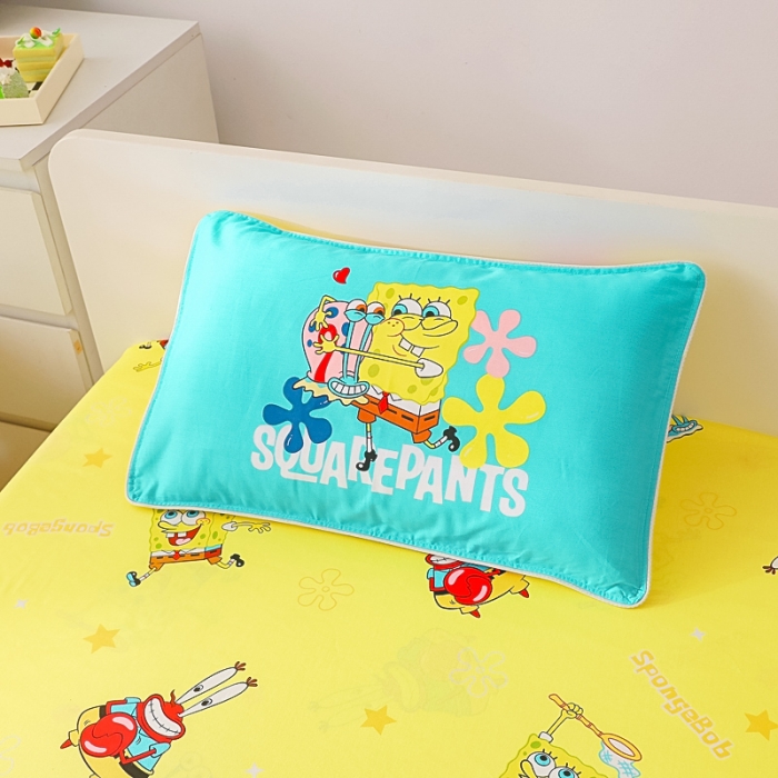 91家纺网 家纺一手货源 找家纺 海绵宝宝正版授权幼儿园被子多件套（不含芯三件套） 椰树海绵宝宝