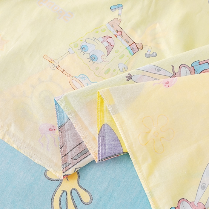 91家纺网 家纺一手货源 找家纺 海绵宝宝正版授权幼儿园被子多件套（不含芯三件套） 云朵海绵宝宝