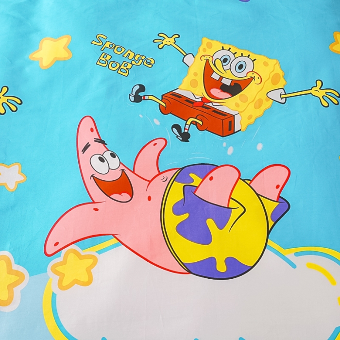 91家纺网 家纺一手货源 找家纺 海绵宝宝正版授权幼儿园被子多件套（不含芯三件套） 云朵海绵宝宝