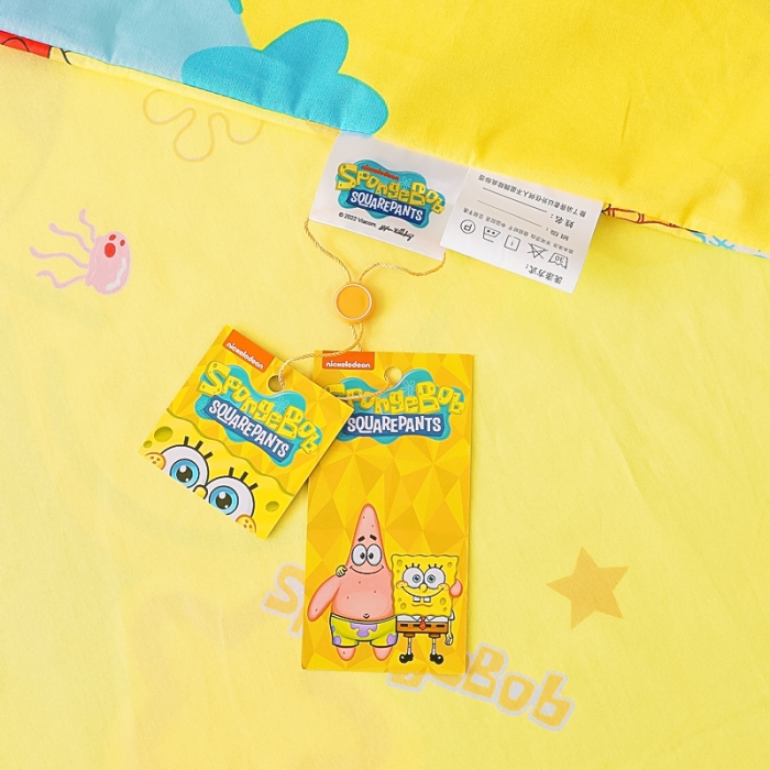 91家纺网 家纺一手货源 找家纺 海绵宝宝正版授权幼儿园被子多件套（不含芯三件套） 云朵海绵宝宝