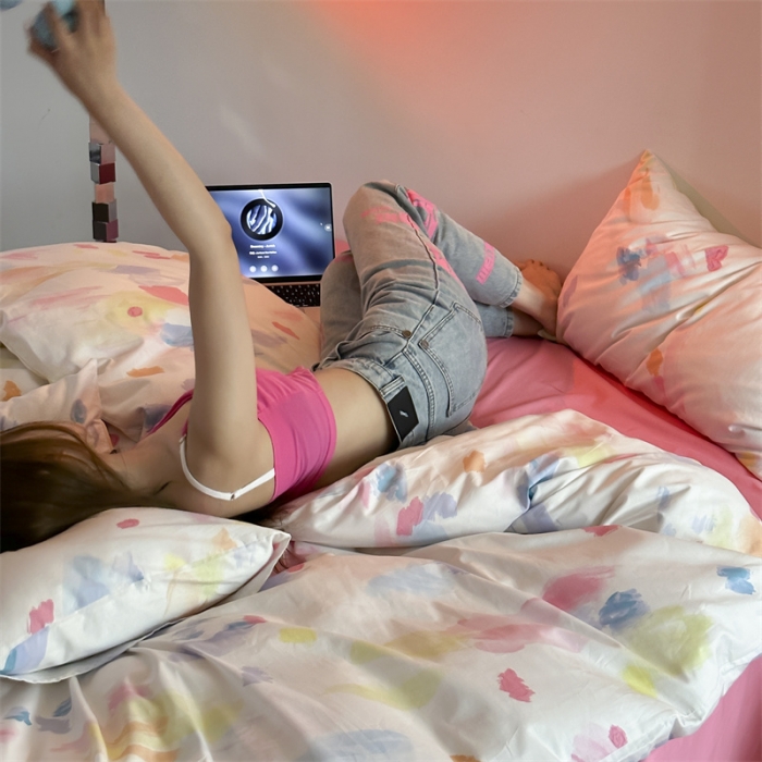 91家纺网 家纺一手货源 找家纺 （总）昔可 2023新款夏日多巴胺全棉四件套