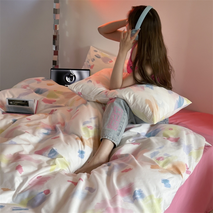 91家纺网 家纺一手货源 找家纺 （总）昔可 2023新款夏日多巴胺全棉四件套