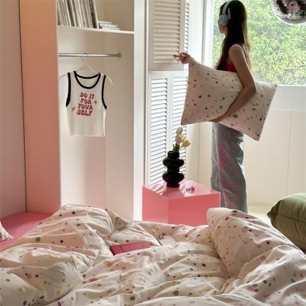 昔可 2023新款夏日多巴胺全棉四件套 彩色泼墨