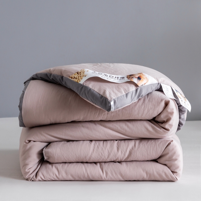 91家纺网 家纺一手货源 找家纺 森林人 2022新款A类水洗棉立体大豆被纯色 立体-卡其