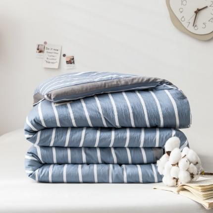91家纺网 家纺一手货源 找家纺 森林人 2022新款A类水洗棉立体大豆被-印花 条纹-蓝
