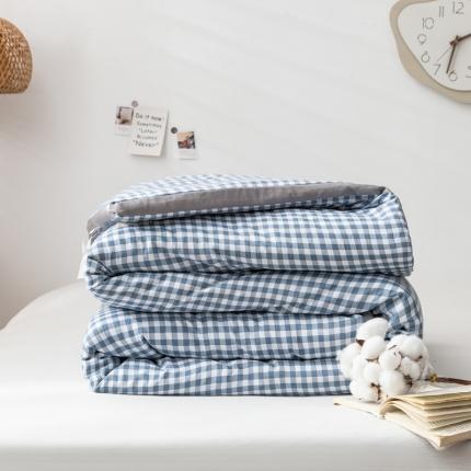 91家纺网 家纺一手货源 找家纺 森林人 2022新款A类水洗棉立体大豆被-印花 浅蓝小格