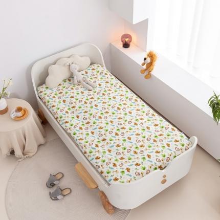 91家纺网 家纺一手货源 找家纺 喜多兔 2023新款40S纯棉印花抗菌床垫 快乐小猴绿色