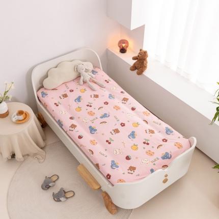 喜多兔 2023新款40S纯棉印花抗菌床垫 动物伙伴粉色