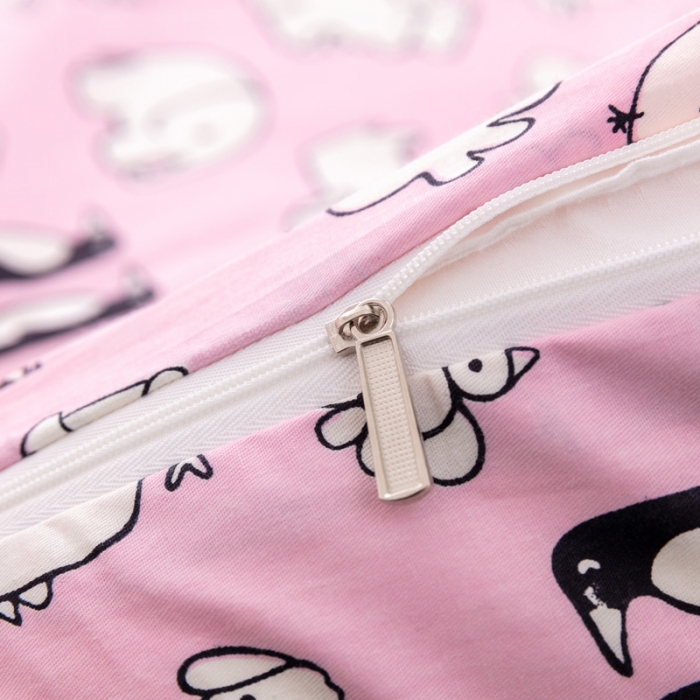 91家纺网 家纺一手货源 找家纺 喜多兔 2023新款40S纯棉印花抗菌床垫 动物集粉色