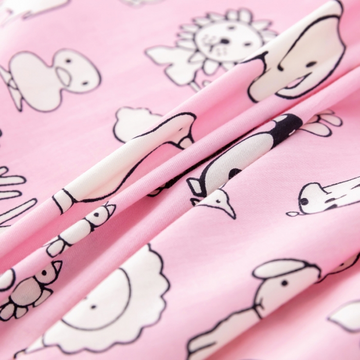 91家纺网 家纺一手货源 找家纺 喜多兔 2023新款40S纯棉印花抗菌床垫 动物集粉色