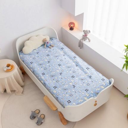 喜多兔 2023新款40S纯棉印花抗菌床垫 动物集蓝色