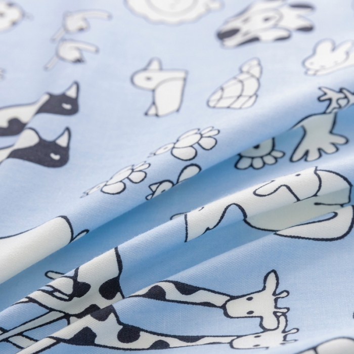 91家纺网 家纺一手货源 找家纺 喜多兔 2023新款40S纯棉印花抗菌床垫 动物集蓝色