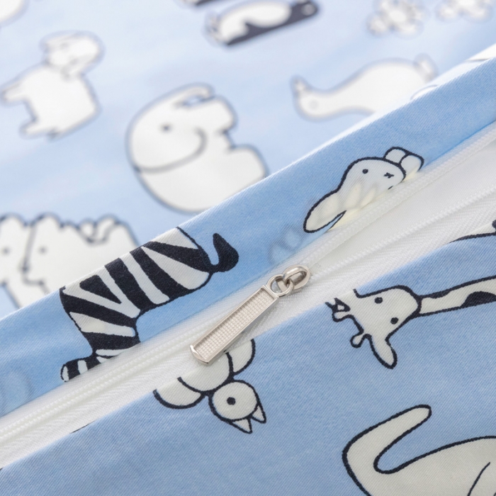 91家纺网 家纺一手货源 找家纺 喜多兔 2023新款40S纯棉印花抗菌床垫 动物集蓝色