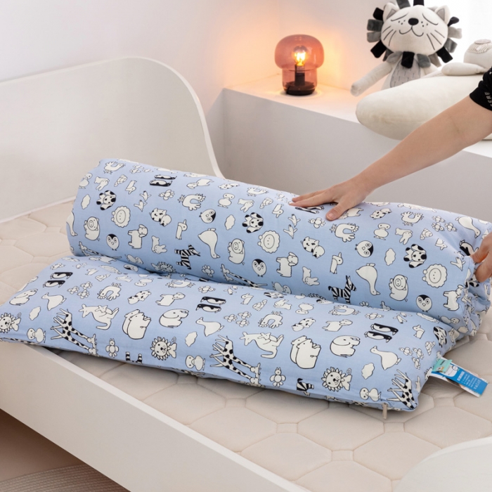 91家纺网 家纺一手货源 找家纺 喜多兔 2023新款40S纯棉印花抗菌床垫 动物集蓝色