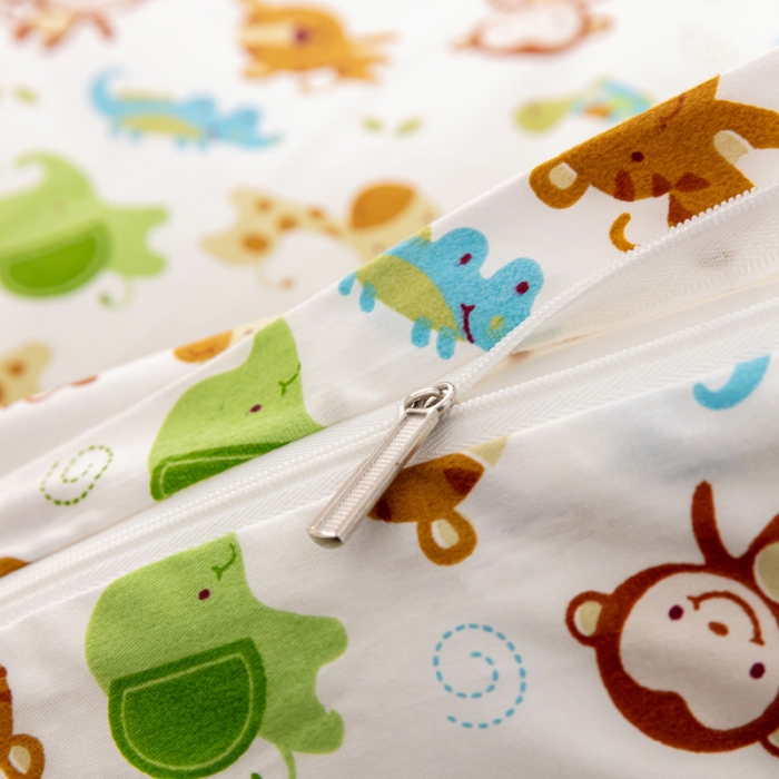 91家纺网 家纺一手货源 找家纺 喜多兔 2023新款40S纯棉印花抗菌床垫 快乐小猴绿色