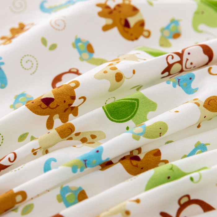 91家纺网 家纺一手货源 找家纺 喜多兔 2023新款40S纯棉印花抗菌床垫 快乐小猴绿色