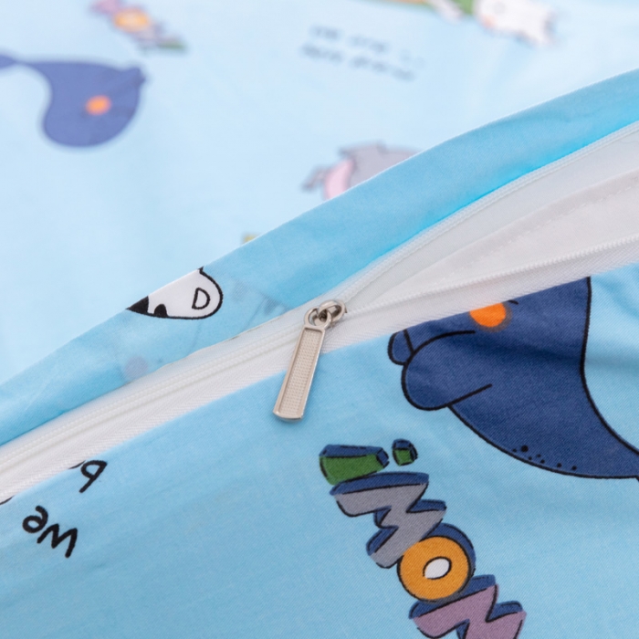 91家纺网 家纺一手货源 找家纺 喜多兔 2023新款40S纯棉印花抗菌床垫 狮子伙伴蓝色