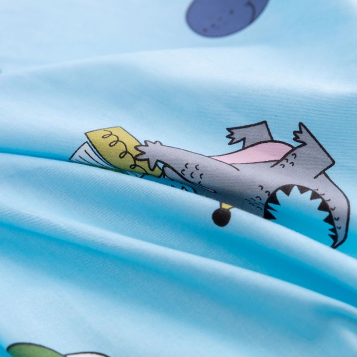 91家纺网 家纺一手货源 找家纺 喜多兔 2023新款40S纯棉印花抗菌床垫 狮子伙伴蓝色