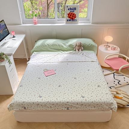 雅居纺 2023新款全棉印花隔脏睡袋 花丛小兔