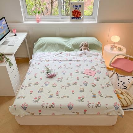 雅居纺 2023新款全棉印花隔脏睡袋 花园兔