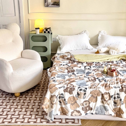 91家纺网 家纺一手货源 找家纺 绒梦里 A类有氨小凉皮印花凉感冰豆豆夏被直播爆款夏凉被空调被