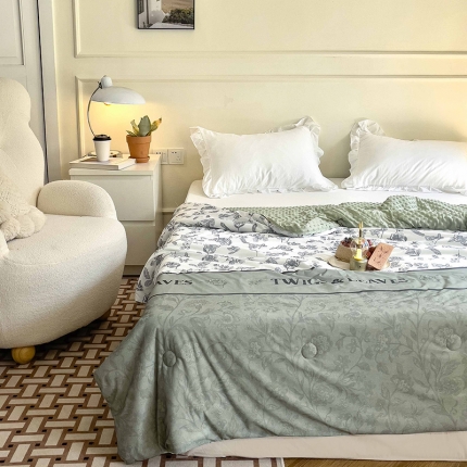 91家纺网 家纺一手货源 找家纺 绒梦里 A类有氨小凉皮印花凉感冰豆豆夏被直播爆款夏凉被空调被