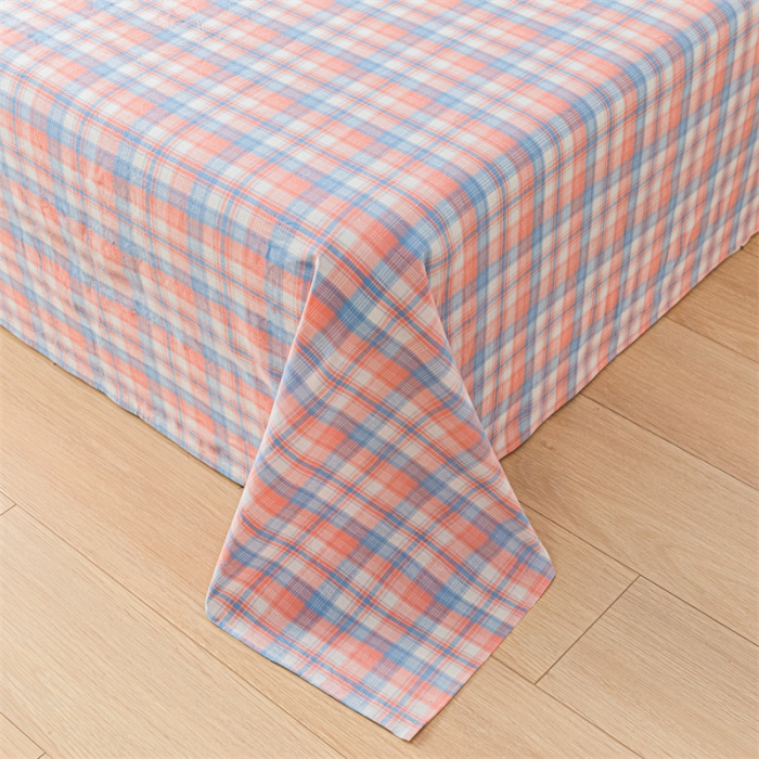 91家纺网 家纺一手货源 找家纺 优眠坊 2025新款全棉色织水洗棉单床单 丁香粉格（床单款）