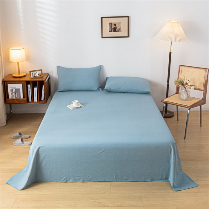 91家纺网 家纺一手货源 找家纺 优眠坊 2025新款全棉色织水洗棉单床单 繁星蓝（床单款）