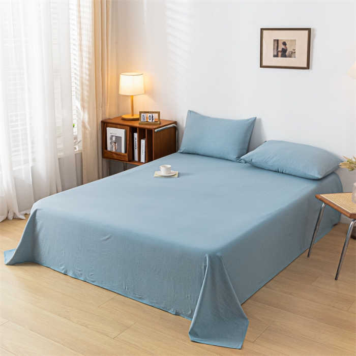 91家纺网 家纺一手货源 找家纺 优眠坊 2025新款全棉色织水洗棉单床单 繁星蓝（床单款）