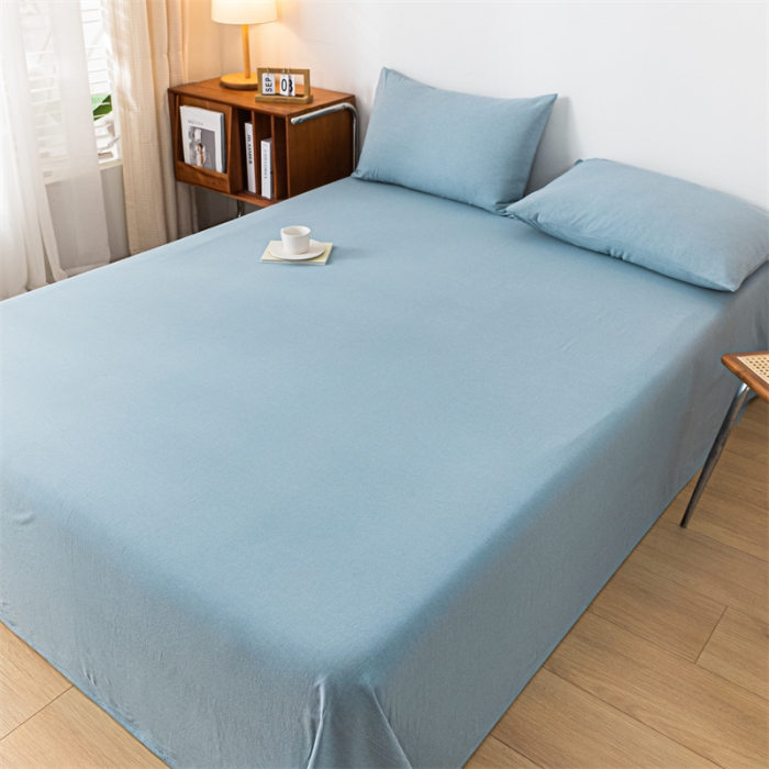 91家纺网 家纺一手货源 找家纺 优眠坊 2025新款全棉色织水洗棉单床单 繁星蓝（床单款）