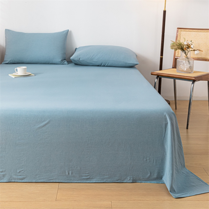 91家纺网 家纺一手货源 找家纺 优眠坊 2025新款全棉色织水洗棉单床单 繁星蓝（床单款）