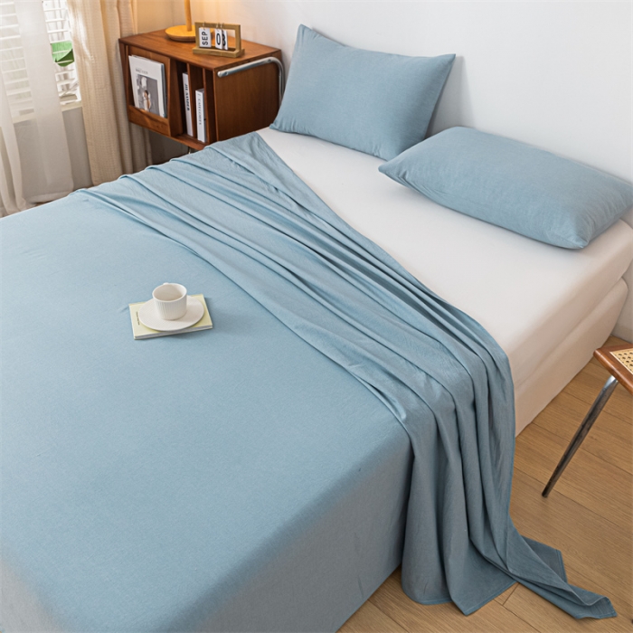 91家纺网 家纺一手货源 找家纺 优眠坊 2025新款全棉色织水洗棉单床单 繁星蓝（床单款）