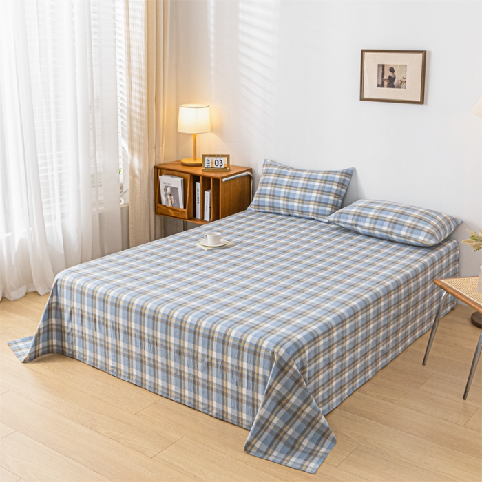 91家纺网 家纺一手货源 找家纺 优眠坊 2025新款全棉色织水洗棉单床单 简兮兰（床单款）