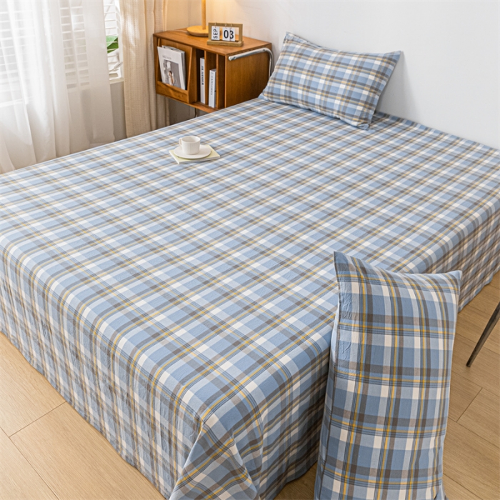 91家纺网 家纺一手货源 找家纺 优眠坊 2025新款全棉色织水洗棉单床单 简兮兰（床单款）