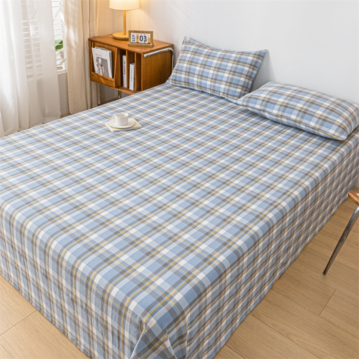 91家纺网 家纺一手货源 找家纺 优眠坊 2025新款全棉色织水洗棉单床单 简兮兰（床单款）