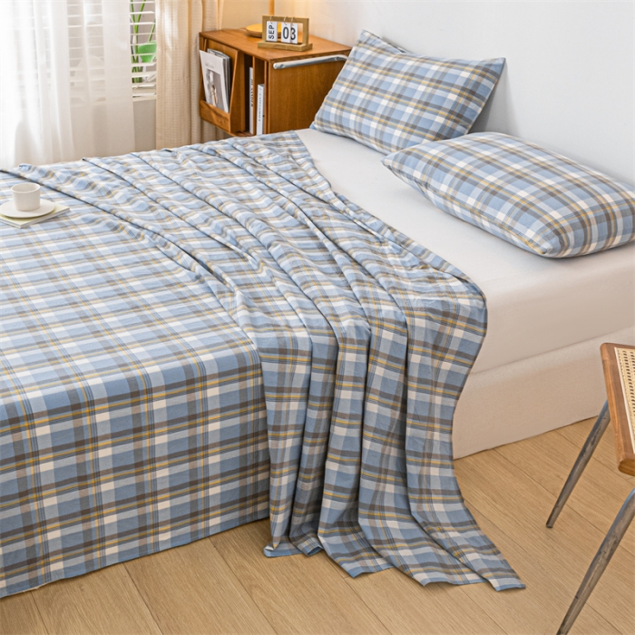 91家纺网 家纺一手货源 找家纺 优眠坊 2025新款全棉色织水洗棉单床单 简兮兰（床单款）